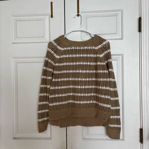 Able Women's Brown and White Striped Sweater